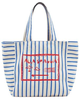 Closed Tassen ,Veelkleurig ,Katoen Blauw Gestreepte Tote Bag