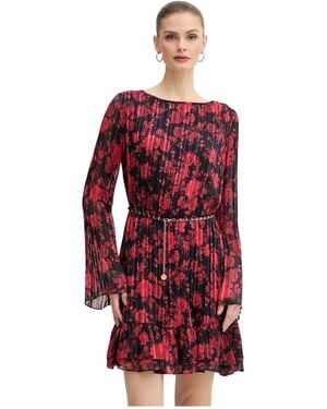 Guess Kleedjes ,Veelkleurig ,Polyester Ilenia Pleat Dress - Rood