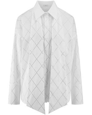 Riani Overhemden ,Wit ,Katoen Blouse Met Sprankelende Details En Strikkraag