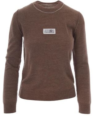 MM6 by Maison Margiela Round-Neck Knitwear - Brown