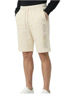 Versace Korte Broeken ,Wit ,Katoen Vrsc Couture Bermuda Embossed - Naturel
