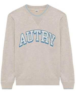 Autry Hoodies & Sweatvesten ,Katoen College Sweatshirt Met Lange Mouwen Grijs - Wit