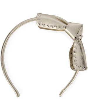 RED Valentino Accessoires ,Grijs ,Leer Bow Headband - Metallic