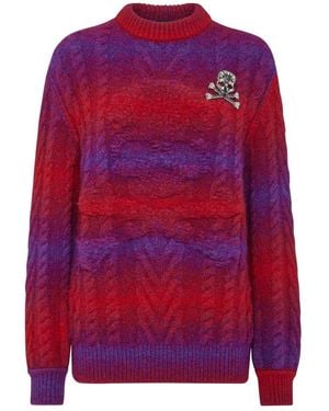 Philipp Plein Wool Knit Pullover Round Neck Ls Skull&Bones - Rood