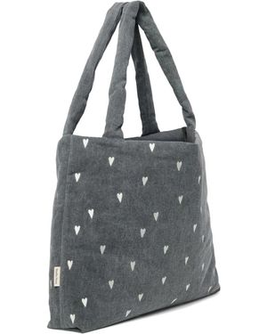Studio Noos Tassen ,Grijs ,Denim Denim Mom Tas Met Hartjesprint