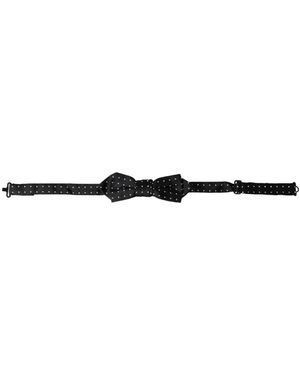 Dolce & Gabbana Accessoires ,Zwart ,Zijden Strikdas Met Polkadotpatroon En Verstelbare Halsband