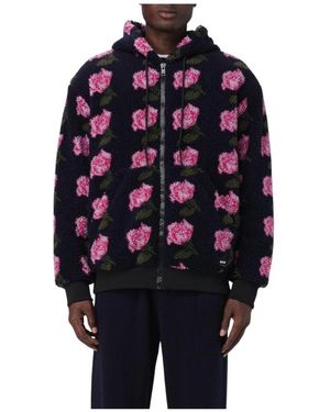 MSGM Floral Print Zipup Hoodie - Blauw