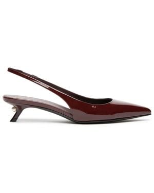 ALEVI Burgunder Lackleder Slingback Mit Perlen-Detail - Braun