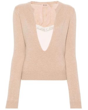 N°21 U-Ausschnitt Pullover Mit Lagen-Look - Natur