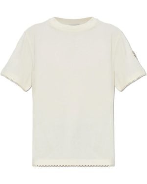 Moncler Tops ,Katoen T-Shirt Met Decoratieve Afwerking - Wit