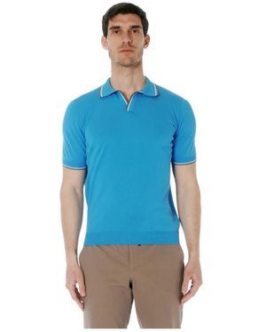 Gran Sasso Tops ,Blauw ,Polo Met Kraag En Tweekleurige Profielen