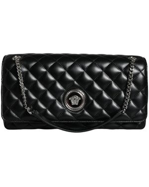 Versace Gewatteerde Crossbody Schoudertas Van Lamsleer - Zwart