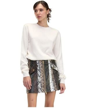 Cynthia Rowley Schlangen Geprägter Veganer Lederrock - Weiß