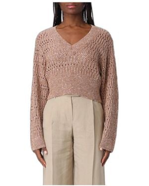 Brunello Cucinelli V-Neck Knitwear - Marrón