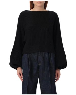 Zimmermann Gerippter Strickballonärmelpullover - Schwarz