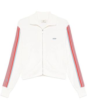 Autry Fitness ,Wit ,Nylon Sweatshirt Met Streepdetail En Ritssluiting