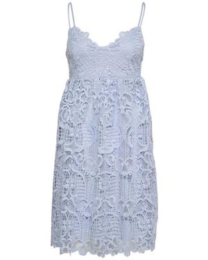 Vila Blaues Spitzen Minikleid Ärmellos V-Ausschnitt