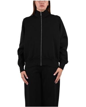 Max Mara Hoodies & Sweatvesten ,Zwart ,Katoen Volume Zip-Up Hoodie