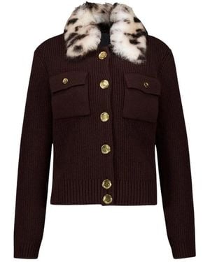 Givenchy Truien & Vesten ,Bruin ,Wol Luxe Wol Kasjmier Vest Met Bont - Zwart