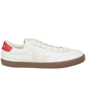 Veja Schoenen ,Wit ,Leer Gewatteerde Leren Sneakers Met Logodetail
