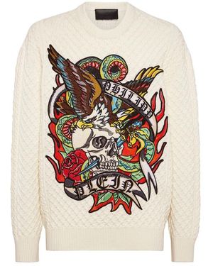 Philipp Plein Round-Neck Knitwear - Blanco