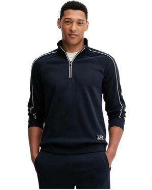 EA7 Hoodies & Sweatvesten ,Blauw ,Katoen Zip-Throughs - Zwart