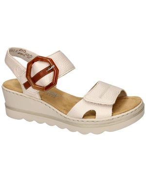 Rieker Schoenen ,Wit ,Leer Antistress 67176-91 Wedge Sandal - Metallic