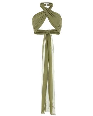 Ami Paris Zijden Saliegroen Cropped Top