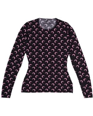 Marine Serre Moon Printed Jersey Top - Schwarz
