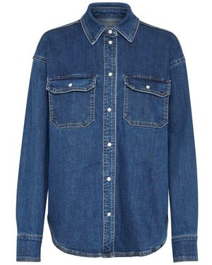 Kaffe Denim hemd mit großen brusttaschen - Blau