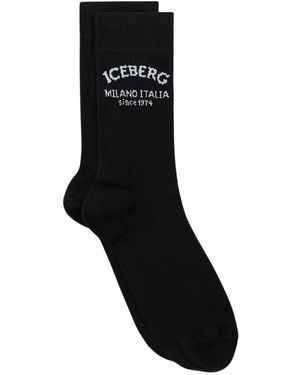 Iceberg Schwarze baumwollsocke mit piquet-logo seit 1974