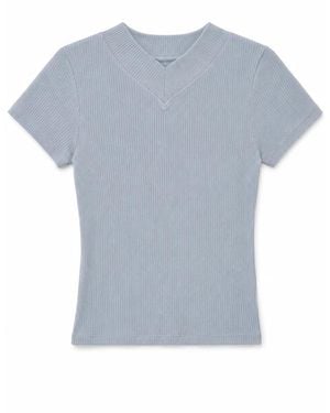 GUAJA. Klassiek Los Rib T-Shirt - Blauw
