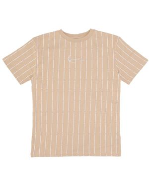 Karlkani Handtekening Ster Pinstripe Tee Zachte Pasvorm - Naturel