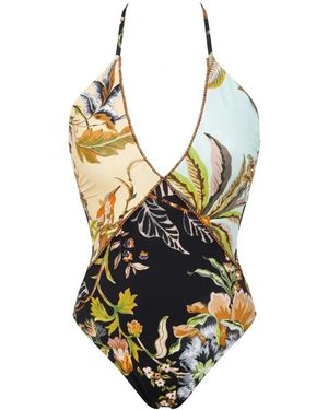 Miss Bikini Badmode ,Veelkleurig ,Costume Intero Patchwork Tropicale - Metallic
