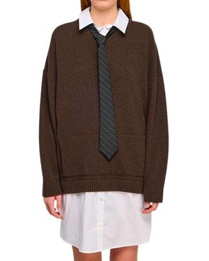 Semicouture Round-Neck Knitwear - Marron