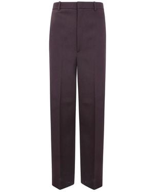 Jil Sander Broeken ,Bruin ,Wol Gekreukte Wollen Broek - Paars