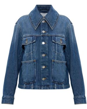 Ganni Denim Jas Met Zakken - Blauw