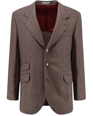 Brunello Cucinelli Jassen ,Bruin ,Wol Blazer Met Inkeping Revers