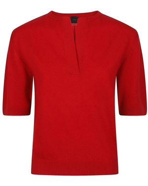 Pinko Truien & Vesten ,Rood ,Varsavia V-Hals Trui Met Korte Mouwen