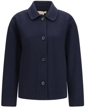 Marni Wolljacke Mit Logo-Stickerei - Blau