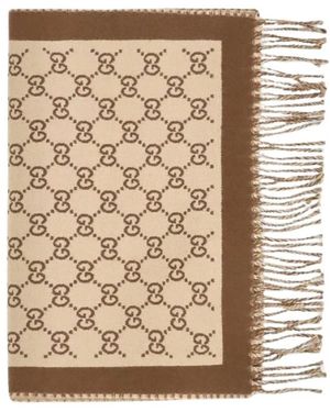 Gucci Accessoires ,Wol Gg Woll Sjaal - Naturel