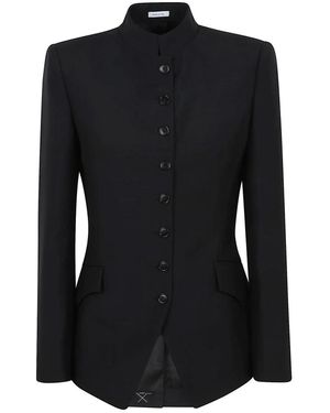 McQueen Mohair Woll Stehkragen Jacke - Schwarz