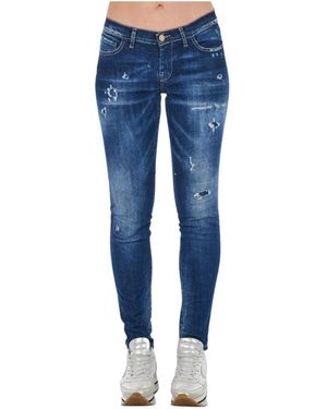 Frankie Morello Vintage Skinny Jeans Voor Moderne Mannen - Blauw