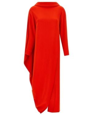 Balenciaga Kleedjes ,Rood ,Wol Maxi-Jurk Met Draping