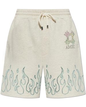 Amiri Korte Broeken ,Grijs ,Katoen Logo Shorts - Wit