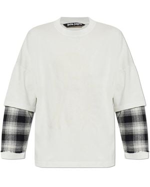 Palm Angels Tops ,Wit ,Katoen Sweatshirt Met Print