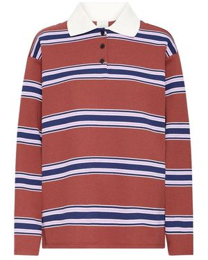 Ichi Tops ,Bruin ,Polo Gestreept Lange Mouw - Rood