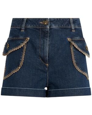 Moschino Korte Broeken ,Blauw ,Katoen Teddy Bear Knoop Shorts