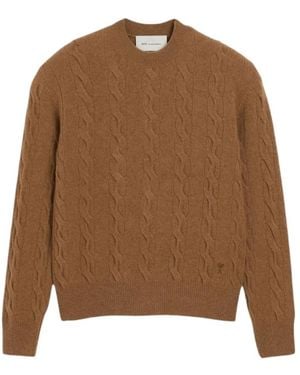 Ami Paris Round-Neck Knitwear - Marrón