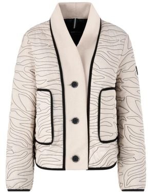 Marc Cain Jassen ,Wit ,Polyester Gewatteerd Jack Met Stikseldetails - Naturel
